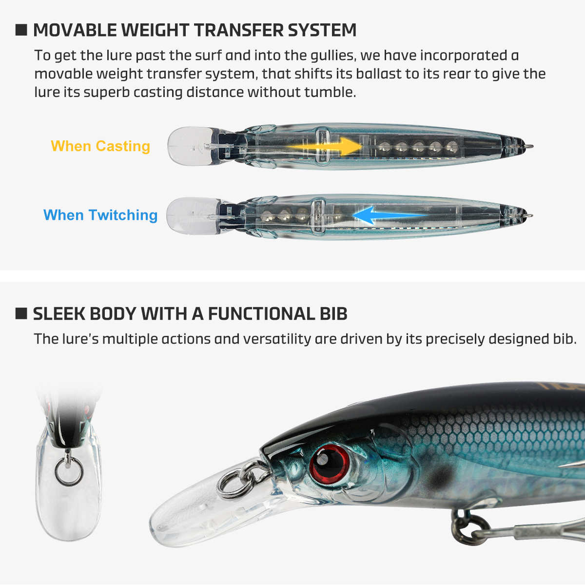 NOEBY 3 Peças Isca Artificial  - Fishing Lure Jerkbait avaliação e preço