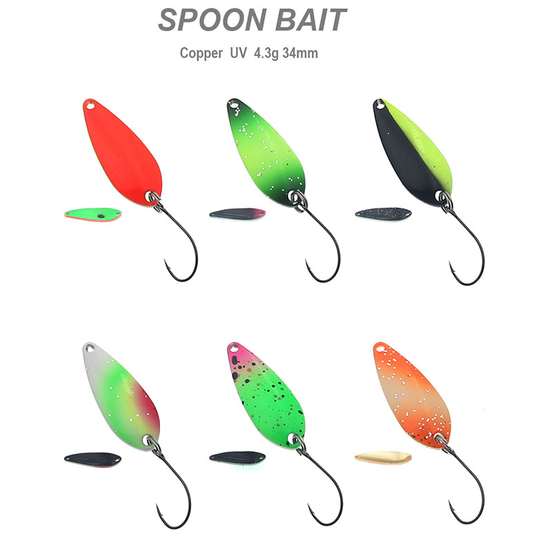 Colher de pesca 4.3g 34mm uv c - Fishing Lure Spoon avaliação e preço