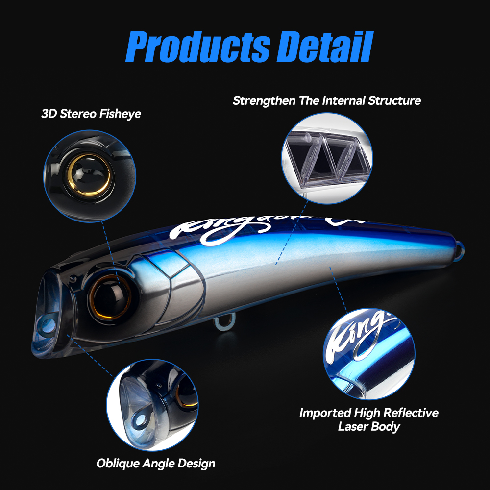 KINGDOM GT Isca Popper de Supe - Fishing Lure Topwater avaliação e preço
